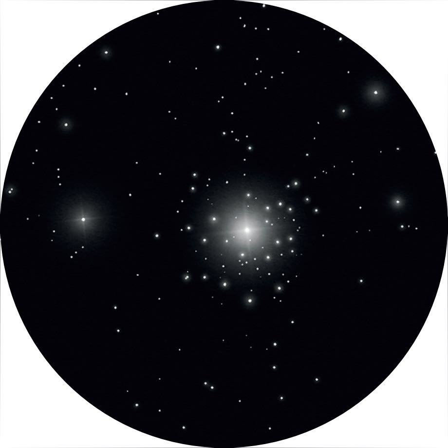 Teckning av NGC 2362 med ett 16-tums teleskop vid
138 till 400x förstoring. Anna Ebeling