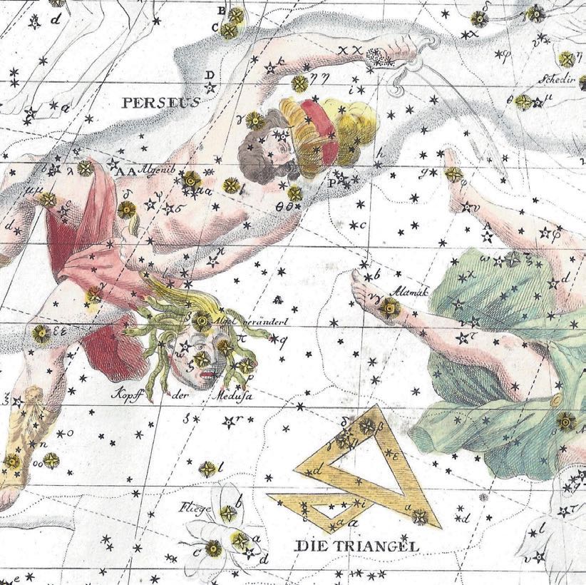 Algol på plansch III i Bodes "Framställning av stjärnorna", 2: a upplagan 1805. K-P. Julius.