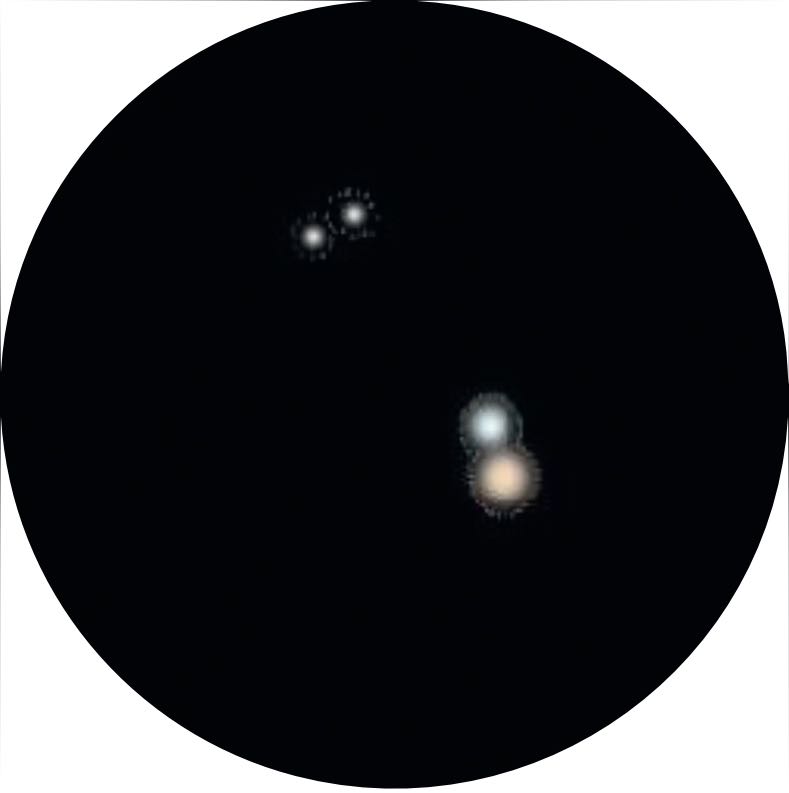 Teckning av ν Scorpii i teleskopet. D. Blane