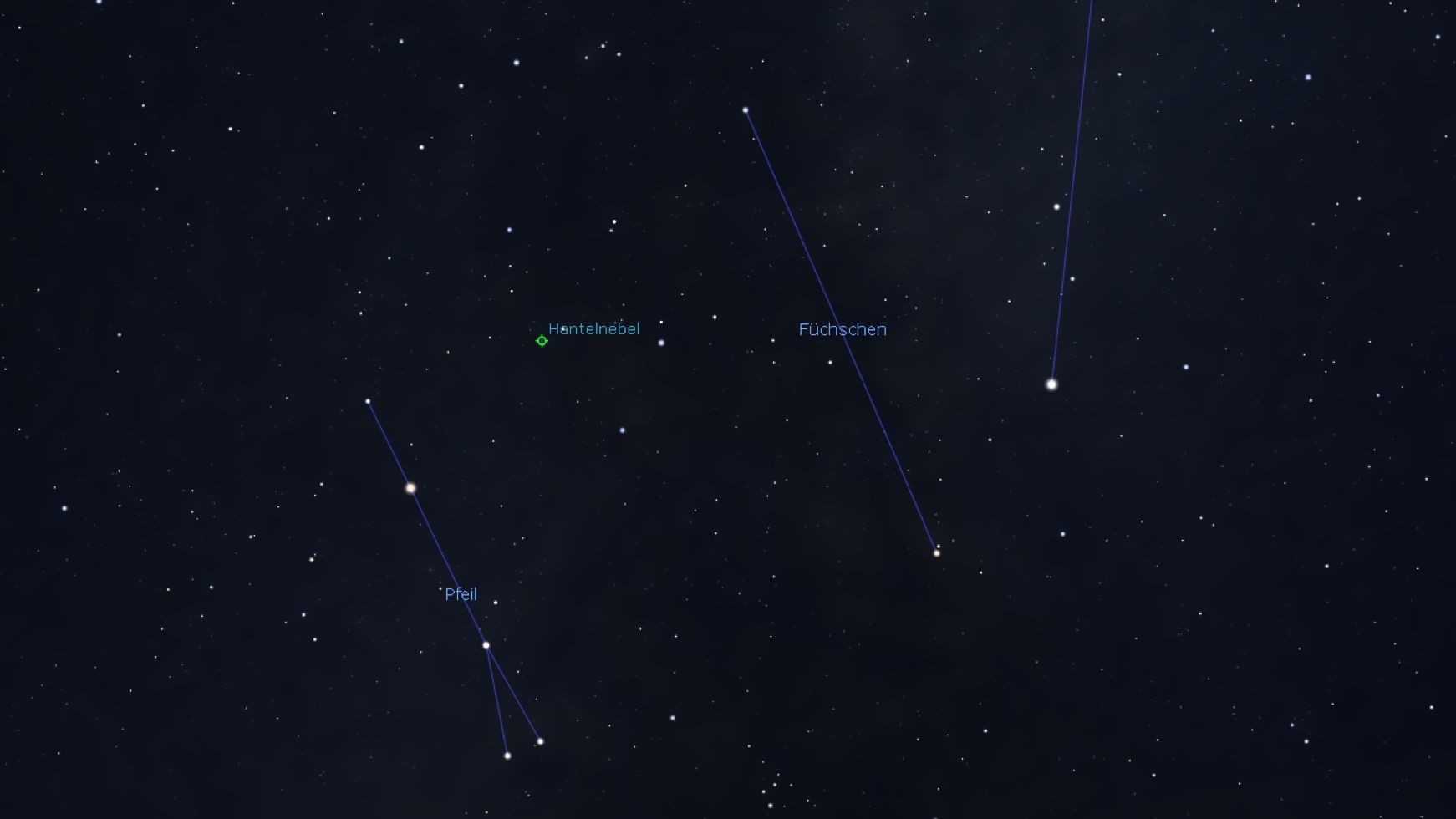 Sökkarta för Hantelnebulosan, Stellarium