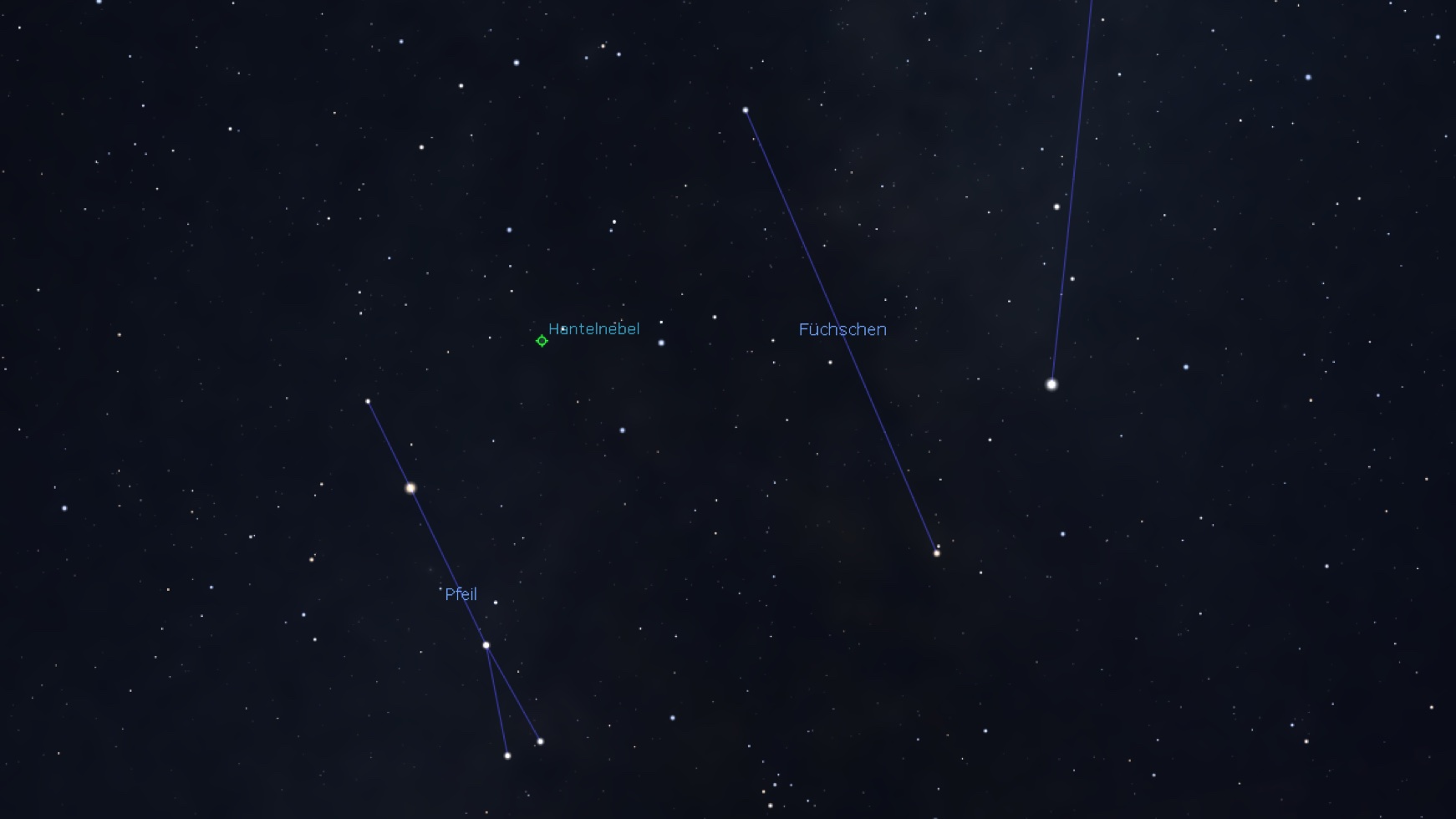 Sökkarta för Hantelnebulosan, Stellarium