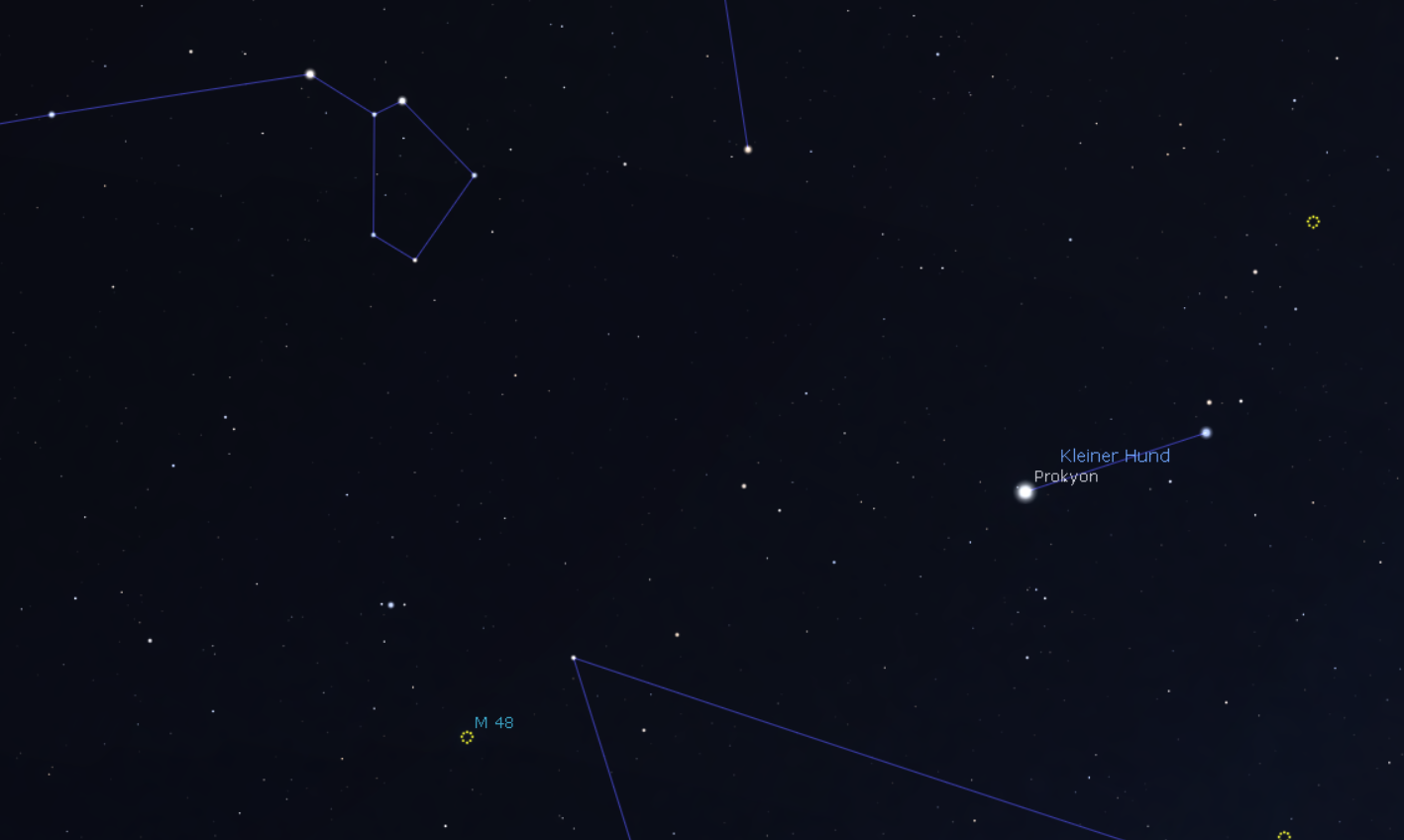 Den öppna stjärnhopen M48, Stellarium