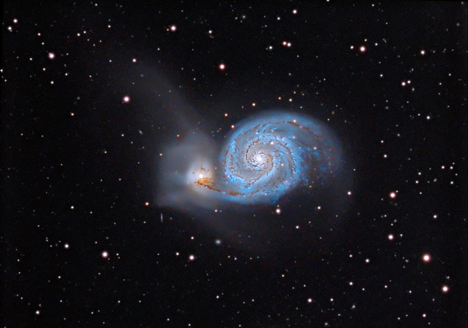Virvelgalaxen i stjärnbilden Canes Venatici på en bild med stor detaljrikedom (JF Calvo Z36 Cancelada, Spanien)