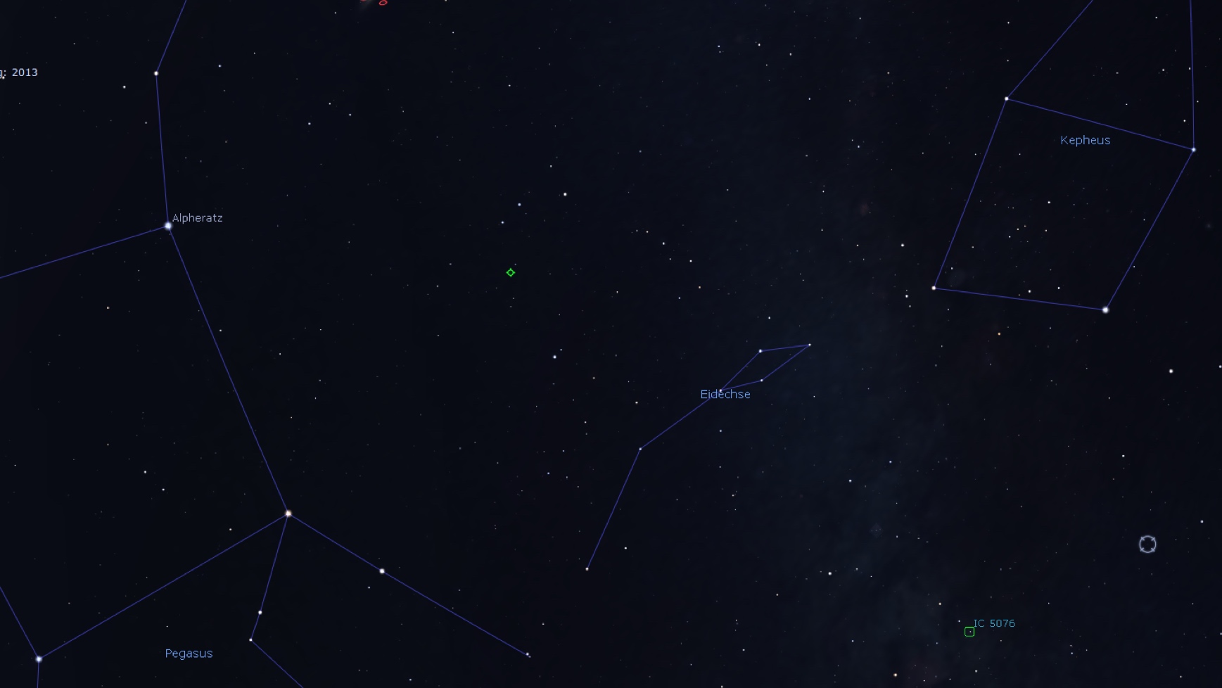 Sökkarta för den Blå snöbollsnebulosan, Stellarium