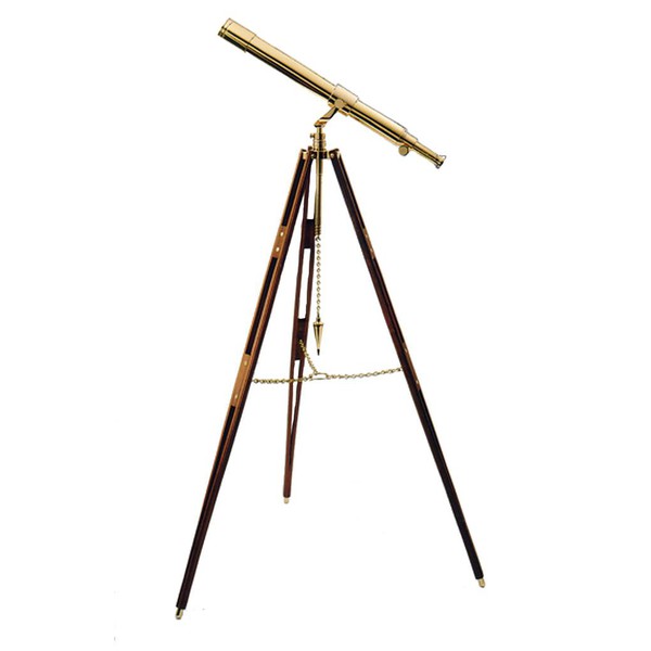 The Glass Eye Teleskop av mässing Cape-Cod All Brass stativ mahogny