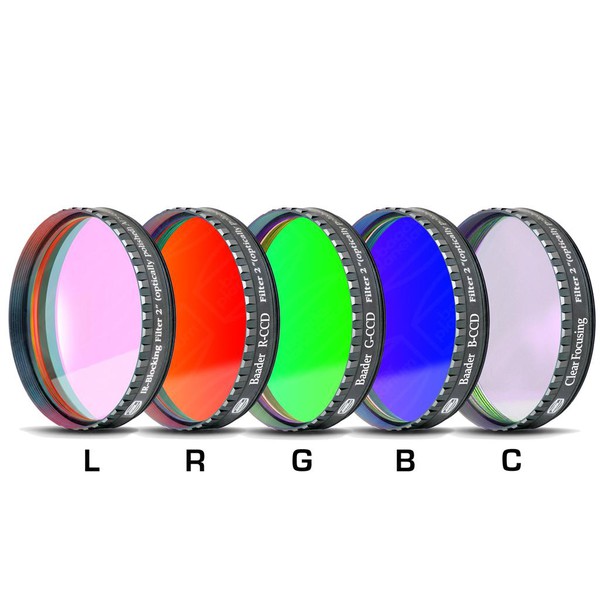 Baader LRGBC-CCD filterset 2" monterat, RGB med klarglasfilter och UV/IR blockeringsfilter / L-filter