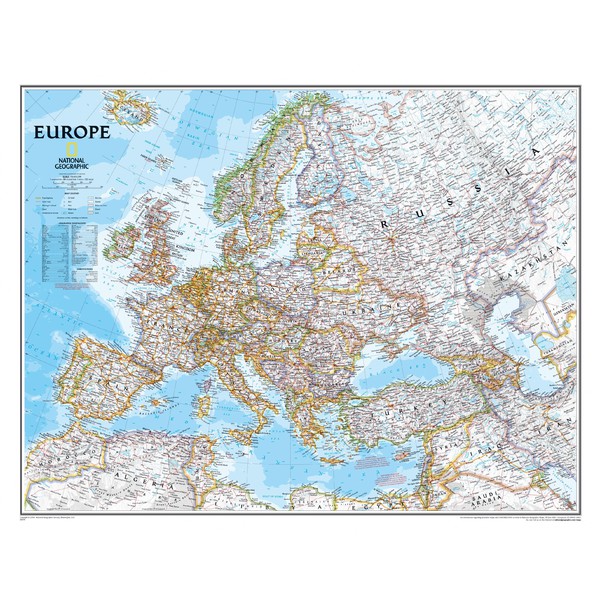 National Geographic Kontinentkarta Europa politiskt, laminerad