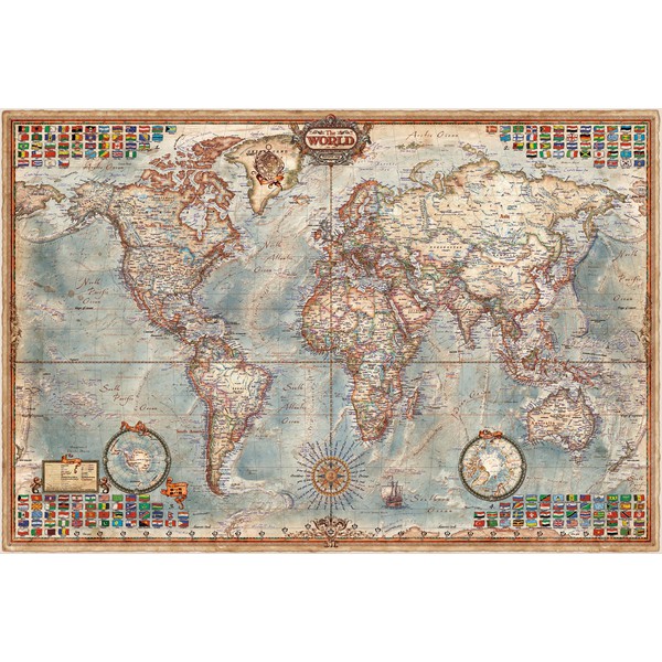 RayWorld Världskarta Antik karta Executive, laminerad