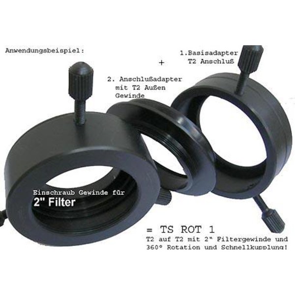 TS Optics Kameraadapter Rotationssystem T2 (insida/teleskopsida) till Canon EOS bajonett (utsida/kamerasida)