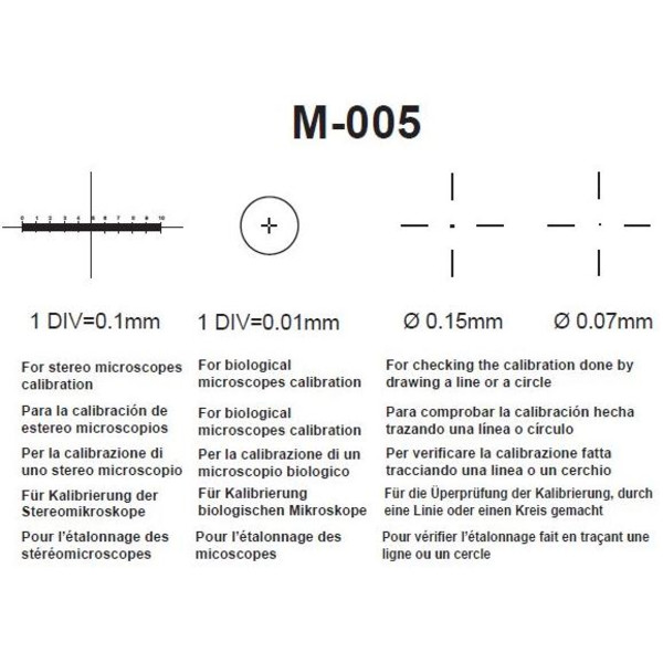 Optika M-005, mikrometriskt objektglas, mätområde 1 mm, gradering 0,01 mm, 26x76 mm