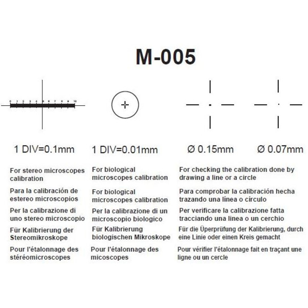 Optika M-005, mikrometrisk sits, Ranger 1 mm, gradering 0,01 mm, 26x76 mm