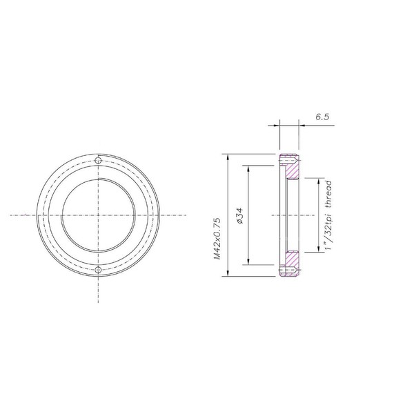 Baader Projektionsadapter C-mount förlängningsring från 1"C(i) till T-2(a)