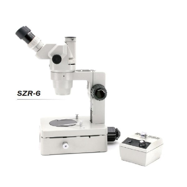 Optika Stereozoommikroskop Trinokulares Zoomstereomikroskop SZR-6, Fuß mit Beleuchtung, 1 Leuchte