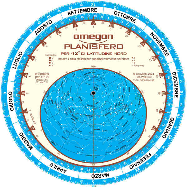 Omegon Stjärnkarta Planisfero 25cm / 42°