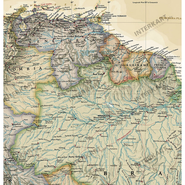 National Geographic Kontinentkarta antique map of South America