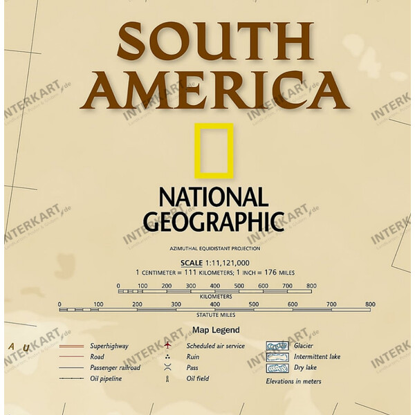 National Geographic Kontinentkarta antique map of South America