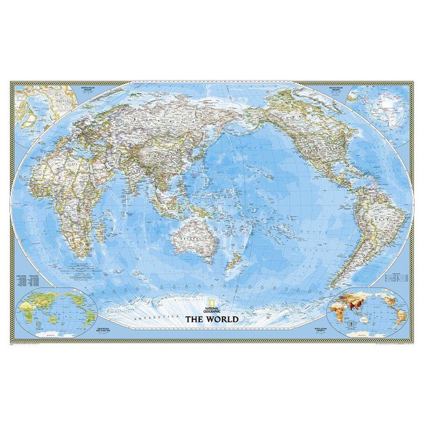 National Geographic Pacific-Centred Världskarta stor