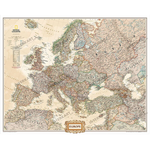 National Geographic Kontinentkarta Europa 3 delar, jättestorlek