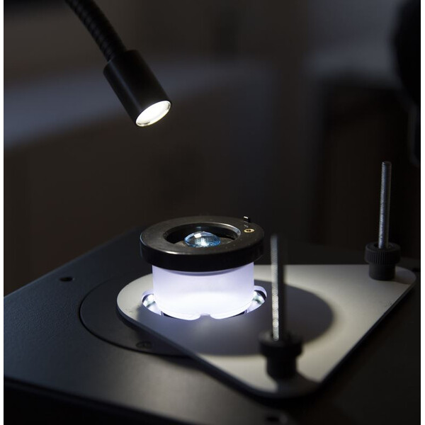 Optika Zoom-stereomikroskop OPTIGEM-4, trinokulärt gemmologiskt, vinklingsbart stativ