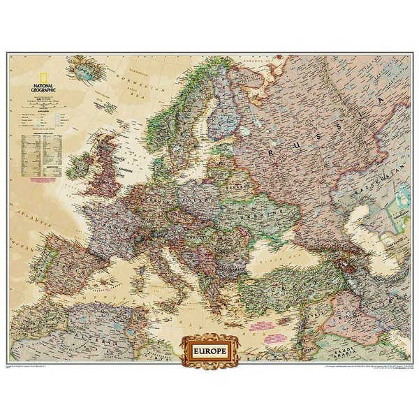 National Geographic Kontinentkarta Antik karta över Europa, politisk, stor