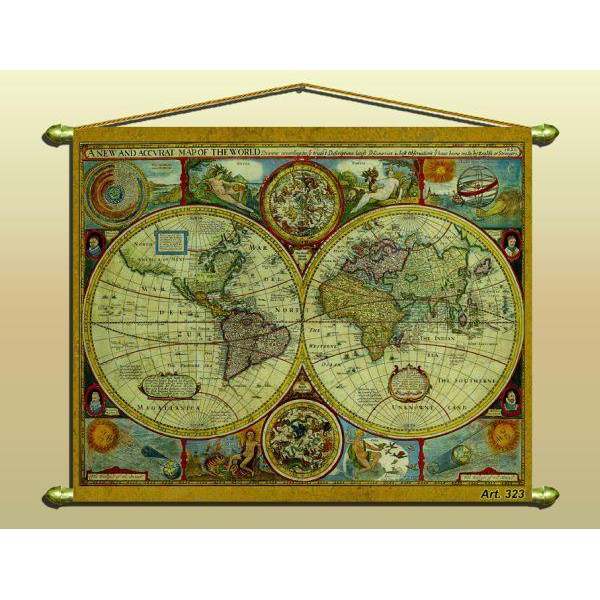 Zoffoli Världskarta Antik karta (reproduktion) Nr 323/2