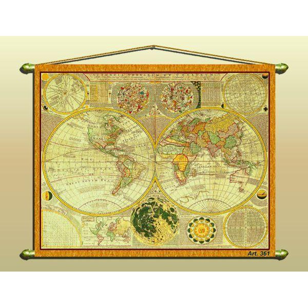 Zoffoli Världskarta Antik karta (reproduktion) Nr 361/2