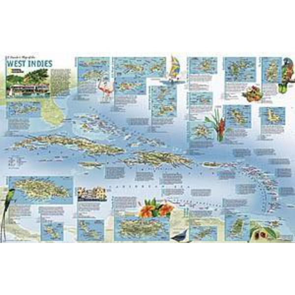 National Geographic Regionkarta Antillerna - 2-sidig