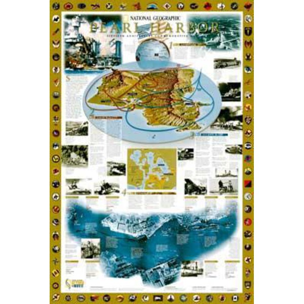 National Geographic Regionkarta Pearl Harbor / Drama i Stilla Havet - 2-sidig