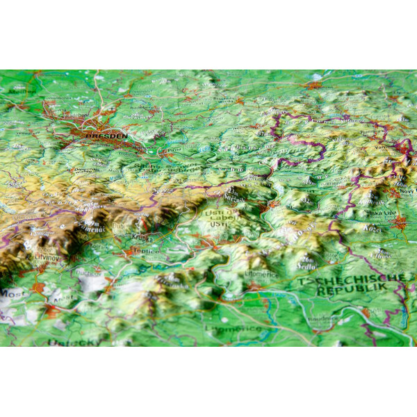 Georelief Regionkarta Sachsen