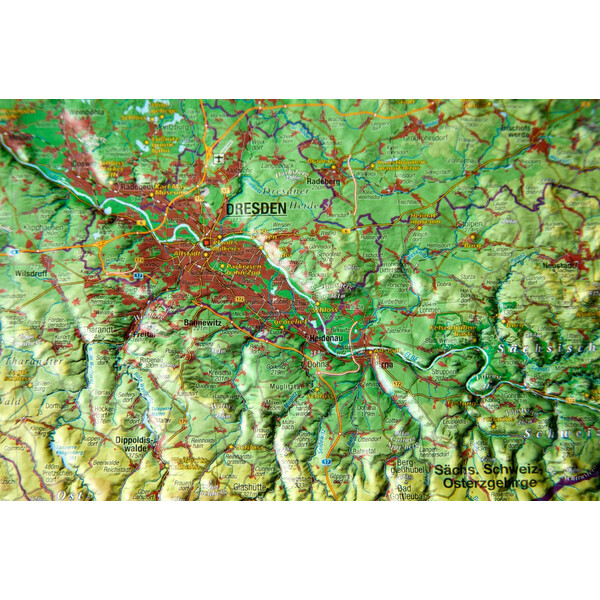 Georelief Regionkarta Sachsen