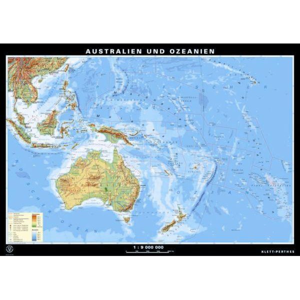 Klett-Perthes Verlag Kontinent-Karte Australien und Ozeanien physisch / politisch (P) 2-seitig