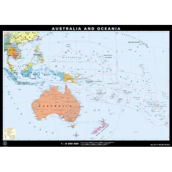 Klett-Perthes Verlag Kontinent-Karte Australien und Ozeanien physisch / politisch (P) 2-seitig