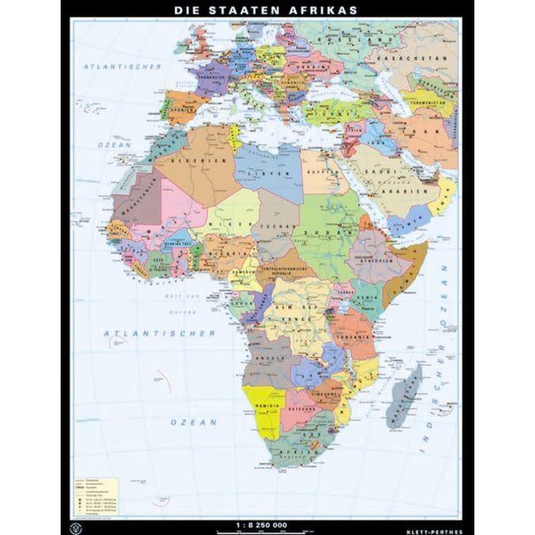 Klett-Perthes Verlag Kontinentkarta Afrika fysiskt / politiskt (P) 2-sidigt