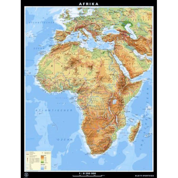 Klett-Perthes Verlag Kontinentkarta Afrika fysisk och politisk (ABW) 2-sidig