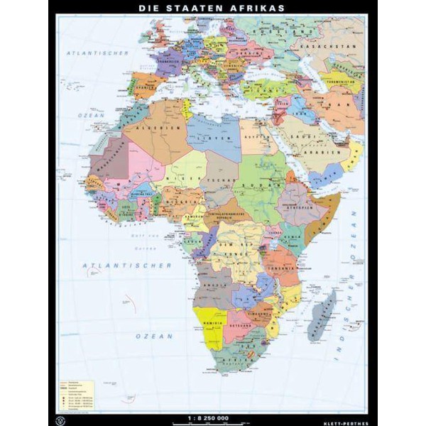 Klett-Perthes Verlag Kontinentkarta Afrika fysisk och politisk (ABW) 2-sidig