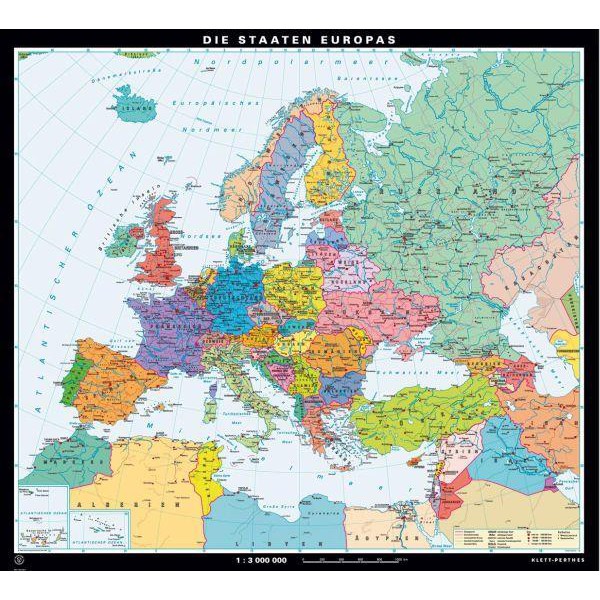 Klett-Perthes Verlag Kontinentkarta Staterna i Europa
