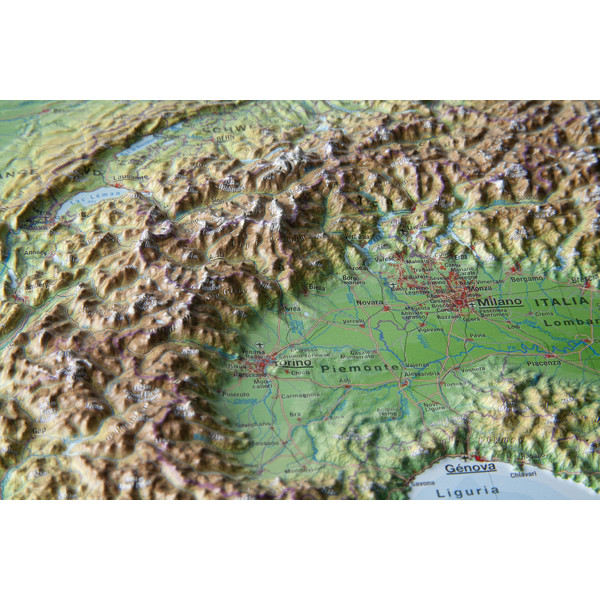 Georelief Regionkarta 3D-reliefkarta Alpbågen (39x29)