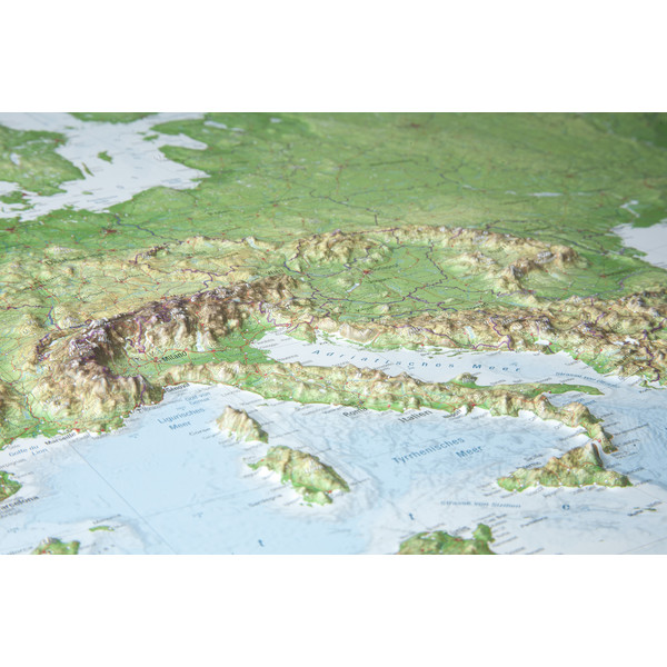 Georelief Kontinentkarta Europa (78x58) 3D-reliefkarta med träram