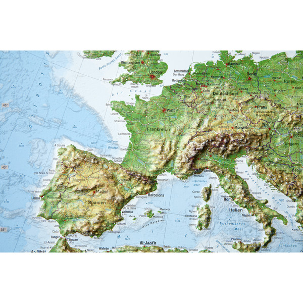 Georelief Kontinentkarta Europa (39x29) 3D reliefkarta