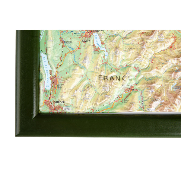 Georelief Schweiz (77x57) 3D-reliefkarta med träram