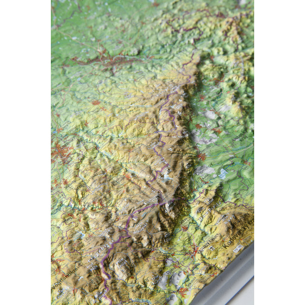 Georelief Regionkarta Sachsen liten, 3D reliefkarta