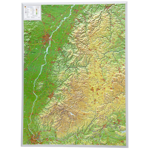 Georelief Regionkarta Schwarzwald