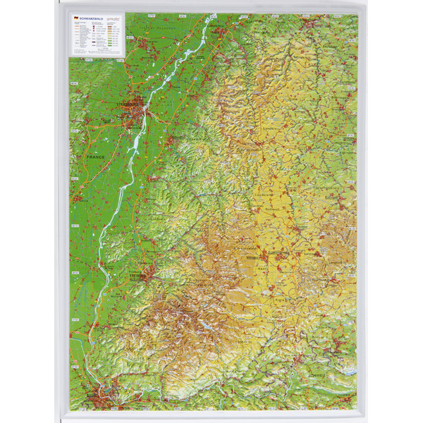 Georelief Regionkarta Schwarzwald liten, 3D-reliefkarta