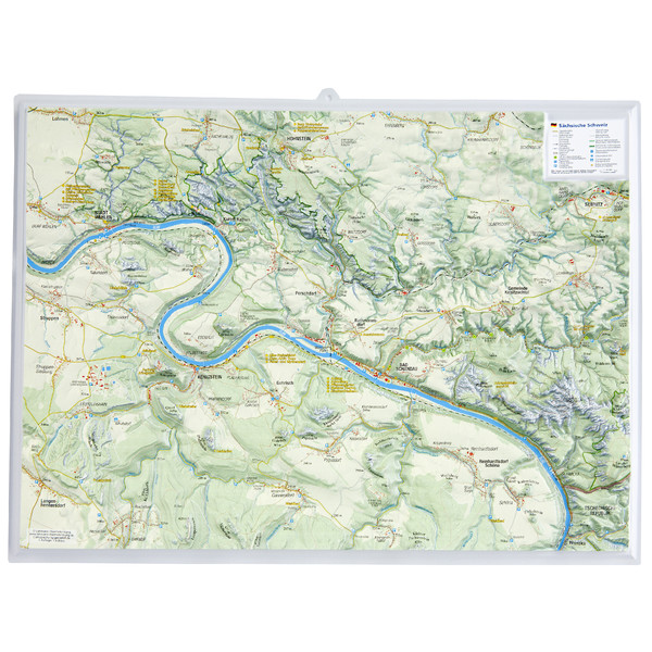 Georelief Regionkarta Saxon Schweiz liten, 3D reliefkarta