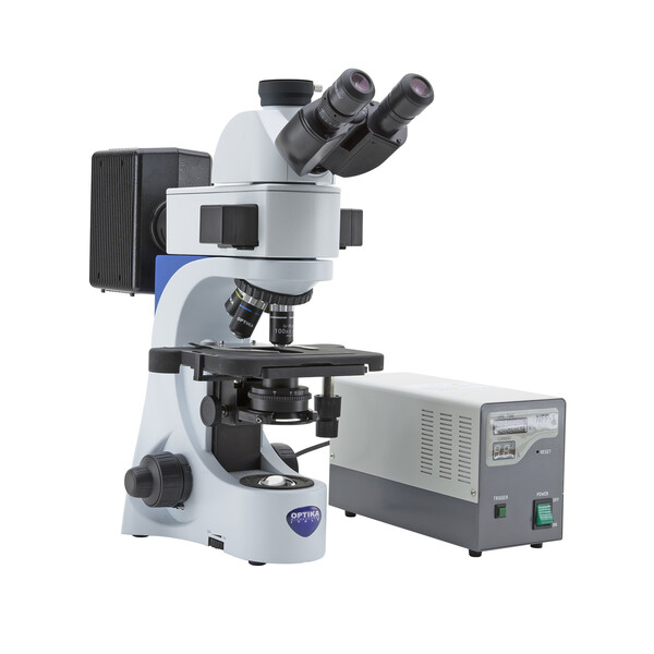 Optika mikroskop B-383FL-USIV, trino, FL-HBO, B&G-filter, N-PLAN, IOS, 40x-1000x, USA, IVD