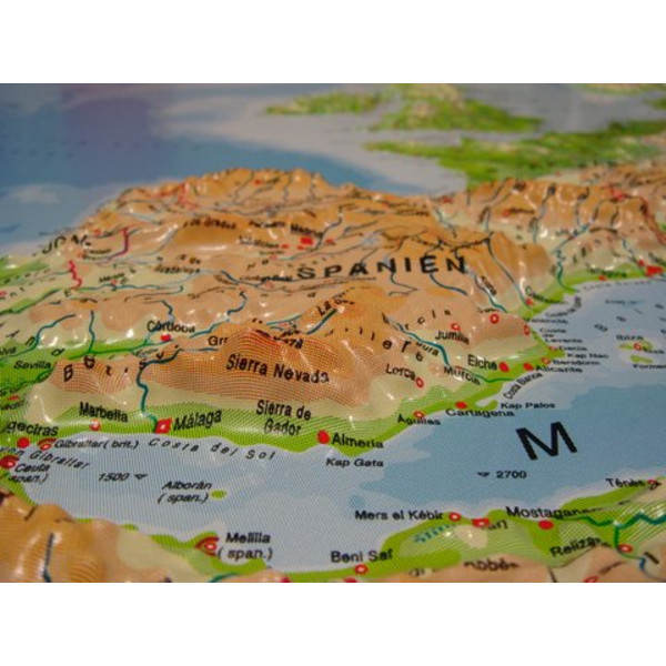 geo-institut Kontinentkarta Reliefkarta Europa Silverlinje fysisk