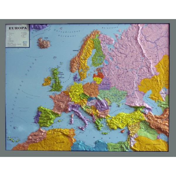 geo-institut Kontinentkarta Reliefkarta Europa Silverlinje politisk