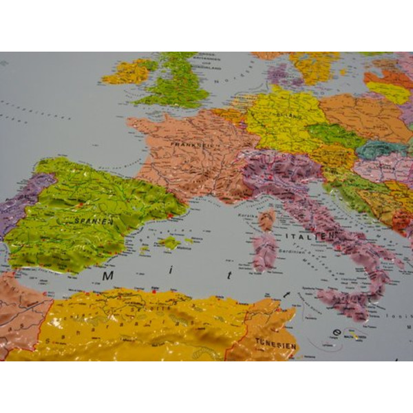 geo-institut Kontinentkarta Reliefkarta Europa Silverlinje politisk