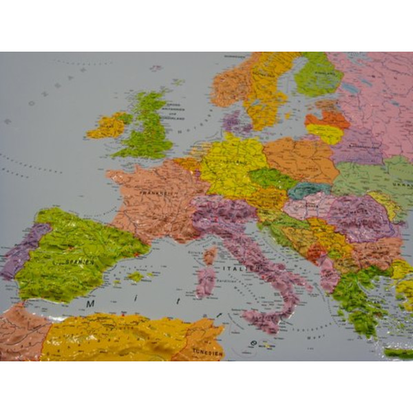 geo-institut Kontinentkarta Reliefkarta Europa Silverlinje politisk