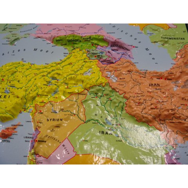geo-institut Världskarta Reliefkarta Värld Silverlinje politisk